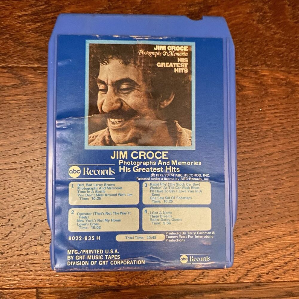 1974 Jim Croce Photographs & Memories His Greatest Hits 8-Track ABC Records